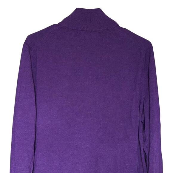 BANANA REPUBLIC 100% Merino Wool 1/4 Zip Pullover Sweater in Purple-Size L - Picture 4 of 6